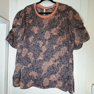 Elegant Women's Top in Teal and Brown 3XL